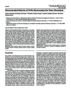 Electrochemical Behavior of Ni-Mo Electrocatalyst for Water Electrolysis	 Article J. Mex. Chem. Soc. 2010, 54(3), [removed]