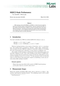 NSEC3 Hash Performance Yuri Schaeffer1 , NLnet Labs March 18, 2010 NLnet Labs document[removed]