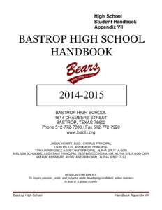 High School Student Handbook Appendix VII[removed]BASTROP HIGH SCHOOL