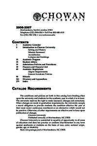 Catalog-Table of Contents
