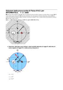 Soluzioni della prova scritta di Fisica II N.O. per INFORMATICA, Es. 1 In una sfera isolante di raggio R, carica con densità di carica per unità di volume ρ, è un foro sferico, di raggio R/4. Il centro d