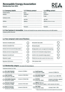 Renewable Energy Association Membership FormCompany details 1.2 Primary contact