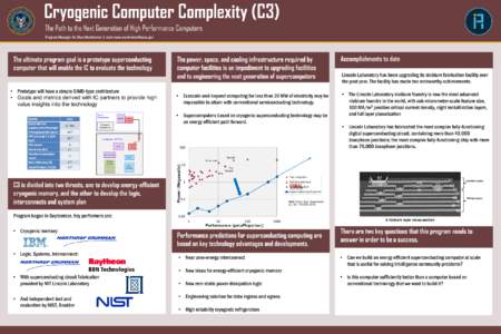 Cryogenic Computer Complexity (C3) The Path to the Next Generation of High Performance Computers Program Manager: Dr. Marc Manheimer; E-mail: [removed] The ultimate program goal is a prototype superconduct