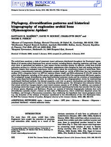 Biological Journal of the Linnean Society, 2010, 100, 552–572. With 10 figures  Phylogeny, diversification patterns and historical biogeography of euglossine orchid bees (Hymenoptera: Apidae) SANTIAGO R. RAMÍREZ1*, DA