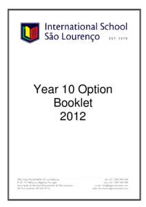 Year 10 Option Booklet 2012 Table of contents: Introduction ...................................................................................................... 3