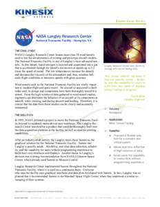 SAMMI CASE STUDY  NASA Langley Research Center National Transonic Facility - Hampton, VA THE CHALLENGE NASA’s Langley Research Center houses more than 20 wind tunnels