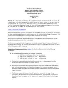 Board of Game and Inland Fisheries Meeting Minutes - October 18, 2012