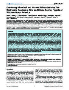 Examining Historical and Current Mixed-Severity Fire Regimes in Ponderosa Pine and Mixed-Conifer Forests of Western North America Dennis C. Odion1,2*, Chad T. Hanson3, Andre´ Arsenault4, William L. Baker5, Dominick A. D