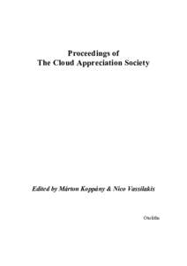 Proceedings of The Cloud Appreciation Society Edited by Márton Koppány & Nico Vassilakis  Otoliths