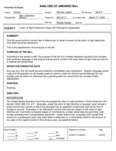 SB[removed]Claim of Right Deduction Clean-UP/ Retroactive Application (Dutton)