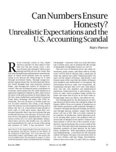 Can Numbers Ensure Honesty? Unrealistic Expectations and the U.S. Accounting Scandal Mary Poovey