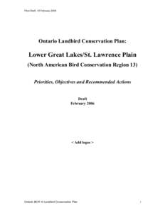 Final Draft, 15 February[removed]Ontario Landbird Conservation Plan: Lower Great Lakes/St. Lawrence Plain (North American Bird Conservation Region 13)