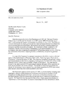 U.S. Department of Justice Office of Legislative Affairs Office of the Assistant Attorney General  Washington,D.C[removed]