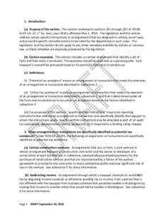 1. Introduction. (a) Purpose of the section. This section implements sections 201 through 203 of 2ESSB[removed]ch. 23, 1st Sp. Sess, Laws 2010), effective May 1, 2010. The legislation and this section address certain speci