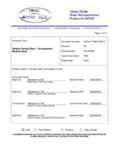 ORAU TEAM Dose Reconstruction Project for NIOSH Oak Ridge Associated Universities I Dade Moeller & Associates I MJW Corporation Page 1 of 14