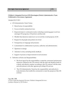 Bennington Governance Agreement  17A Children’s Integrated Services (CIS) Bennington District Administrative Team Collaborative Governance Agreement