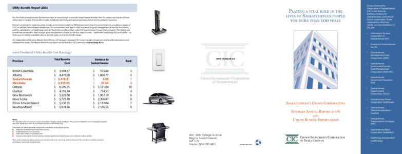 Saskatchewan Government Insurance / SaskPower / Crown Investments Corporation / SaskEnergy / SaskWater / Saskatoon / Higher education in Saskatchewan / Saskatchewan / Provinces and territories of Canada / Economy of Saskatchewan