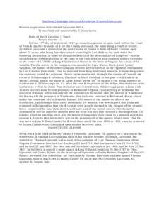 Southern Campaign American Revolution Pension Statements Pension Application of Archibald Lipscomb W951 Transcribed and annotated by C. Leon Harris State of North Carolina } Towit Person County } On this 17 th day of Sep