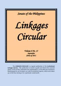 Senate of the Philippines  Linkages Circular Volume 8 No. 15 September