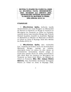 HOTUBA YA WAZIRI WA ULINZI NA JESHI LA KUJENGA TAIFA MHESHIMIWA DKT. HUSSEIN ALI MWINYI (MB) AKIWASILISHA BUNGENI MAKADIRIO YA MAPATO NA MATUMIZI YA FEDHA KWA MWAKA