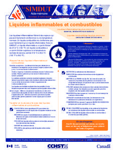 Le  SIMDUT Aide-mmoire  Liquides inflammables et combustibles