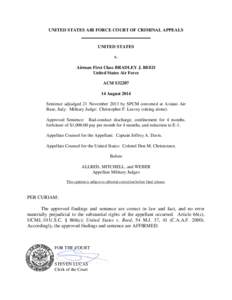 UNITED STATES AIR FORCE COURT OF CRIMINAL APPEALS  UNITED STATES v. Airman First Class BRADLEY J. REED United States Air Force