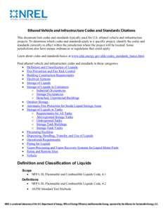Ethanol Vehicle and Infrastructure Codes and Standards Citations (Brochure), NREL (National Renewable Energy Laboratory)