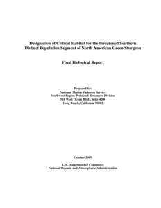 Proposed Designation of Critical Habitat for the Southern Distinct Population Segment of North American Green Sturgeon