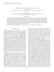 The Astrophysical Journal, 585:553–565, 2003 March 1 # 2003. The American Astronomical Society. All rights reserved. Printed in U.S.A. CHANGES IN SOLAR DYNAMICS FROM 1995 TO 2002 Sarbani Basu Astronomy Department, Yale
