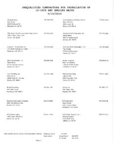 Prequalified contractors for installation of 12-inch and smaller mains