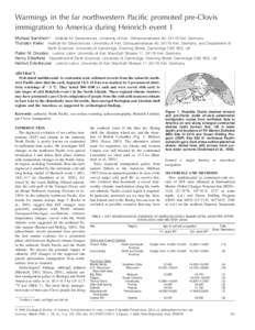 Warmings in the far northwestern Pacific promoted pre-Clovis immigration to America during Heinrich event 1 Michael Sarnthein* Institute for Geosciences, University of Kiel, Olshausenstrasse 40, 24118 Kiel, Germany Thors