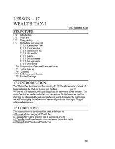 LESSON – 17 WEALTH TAX-I Ms. Surinder Kaur