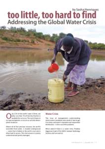 by Sasha Henriques  too little, too hard to find Addressing the Global Water Crisis  (L.Potterton/IAEA)