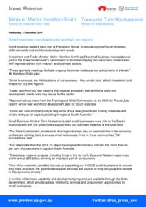 News Release Minister Martin Hamilton-Smith Treasurer Tom Koutsantonis  Minister for Investment and Trade