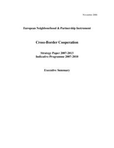 November[removed]European Neighbourhood & Partnership Instrument Cross-Border Cooperation Strategy Paper[removed]