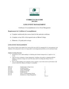 Live Event Mgmt Certificate of Accomplishment[removed]Curriculum Guide - Ohlone College