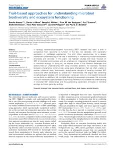 REVIEW ARTICLE published: 27 May 2014 doi: [removed]fmicb[removed]Trait-based approaches for understanding microbial biodiversity and ecosystem functioning