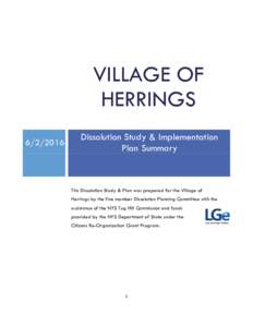 VILLAGE OF HERRINGSDissolution Study & Implementation Plan Summary