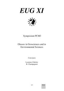 EUG XI  Symposium PCM3 Glasses in Geosciences and in Environmental Sciences