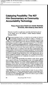 Catalyzing Possibility: The NO! Film Documentary as Community Accountability ... Alisa Bierria Social Justice; ; 37, 4; Alt-Press Watch (APW) pg. 60  Reproduced with permission of the copyright owner. Further re