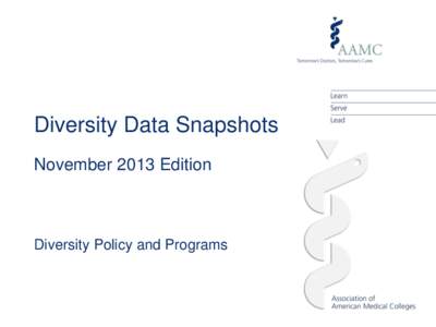 Diversity Data Snapshots November 2013 Edition Diversity Policy and Programs  Mapping the Impact of Racial and