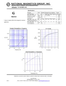 NATIONAL MAGNETICS GROUP, INC. MANUFACTURERS OF MAGNETIC AND ADVANCED MATERIALS