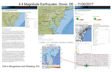 4.4 Magnitude Earthquake, Dover, DER55A - Marlinton, WV Felt in Morgantown and Wheeling, WV.