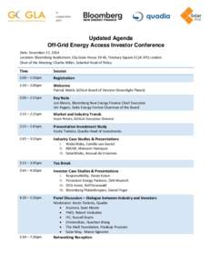 in cooperation with: Updated Agenda Off-Grid Energy Access Investor Conference