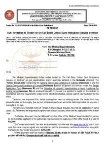 No. 412.U[removed]Tie-Up (Critical Care Ambulance)  ESI-PGIMSR, ESIC MEDICAL COLLEGE & EMPLOYEE’S STATE INSURANCE CORPORATION HOSPITAL & ODC (EZ) (A Statutory Body Under Ministry of Labour, Govt. of India) DIAMOND