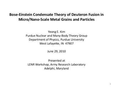 Bose-Einstein Condensate Theory of Deuteron Fusion in Micro/Nano-Scale Metal Grains and Particles Yeong E. Kim