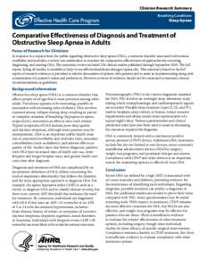 Clinician Research Summary Breathing Conditions Sleep Apnea  Comparative Effectiveness of Diagnosis and Treatment of