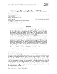 Journal on Satisfiability, Boolean Modeling and Computation[removed]  Generating and Searching Families of FFT Algorithms