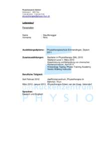 Physiotherapie im Bahnhof SeestrasseThun TF 