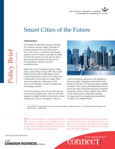 Smart Cities of the Future  Economic Policy Series – October 2012 Policy Brief